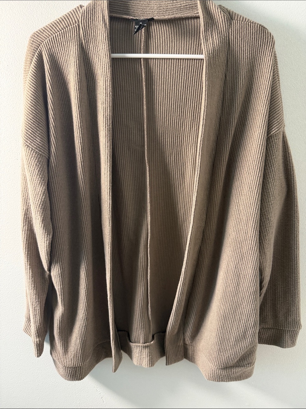 True by rue 21. Open-Front Ribbed Knit Cardigan Sweater - Taupe Size M